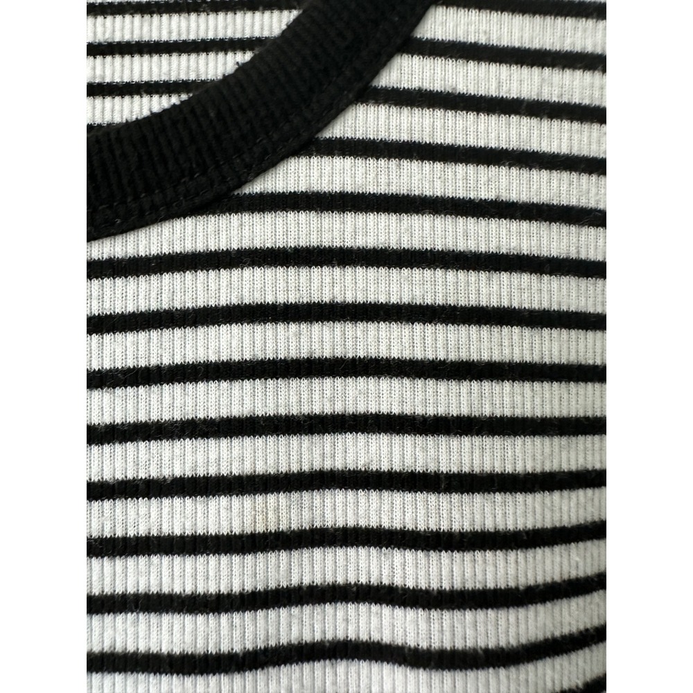 Lane Bryant Striped Ribbed Knit Tank Top Black White Sleeveless Scoop Neck 22/24 - Picture 3 of 5
